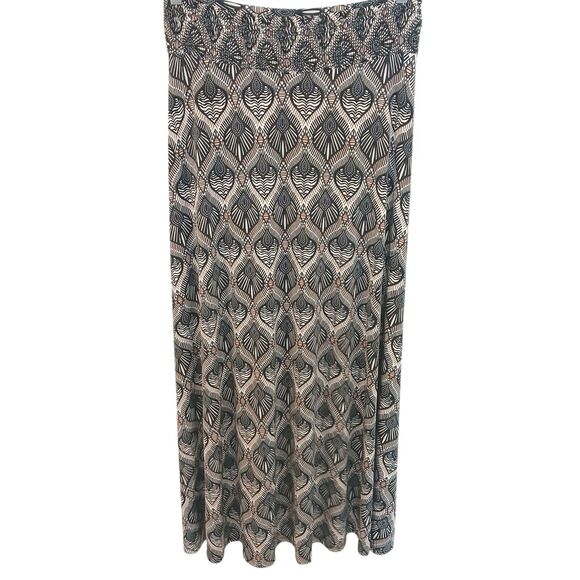 Versona Size Large Stretch Geometric Boho Maxi Skirt Elastic Waist Slinky Hippie - Picture 5 of 12